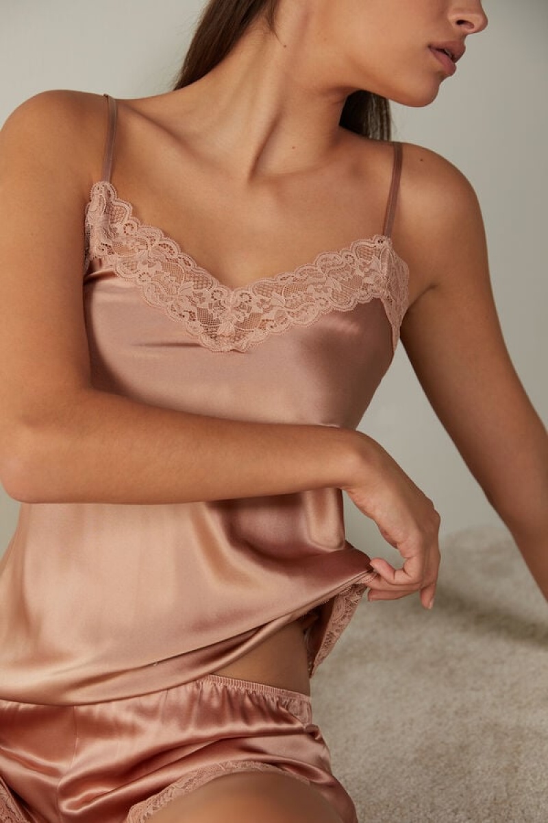 Natural Intimissimi Lace and Silk Top | MCAHR52722